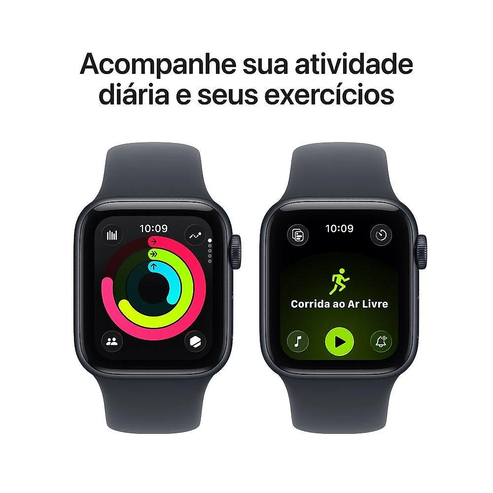 Apple Watch SE 3 GPS, Caixa Meia-noite de Alumínio de 44 mm, Pulseira Esportiva Meia-noite, Tamanho M/G - MEHQ4AM/A