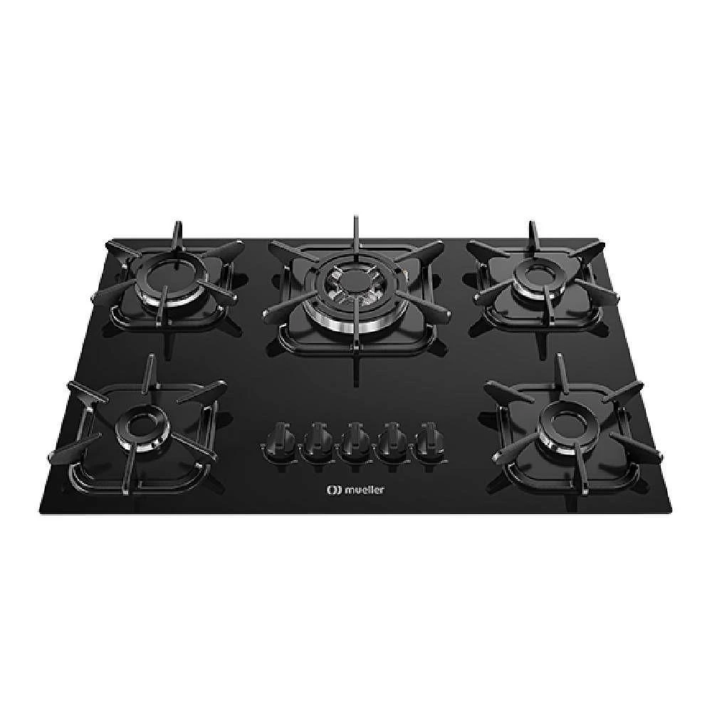 Cooktop mueller 5 bocas vidro preto tripla chama bivolt 601270003