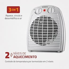 Miniatura Aquecedor de Ambiente Mondial A-08 com Controle de Temperatura - Cinza 110V