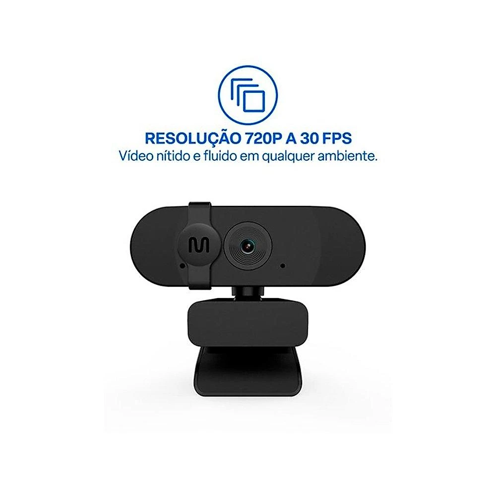 Webcam Multi WC056, HD 720p, 30FPS, Foco Fixo, Microfone Integrado e Protetor de Privacidade - WC056