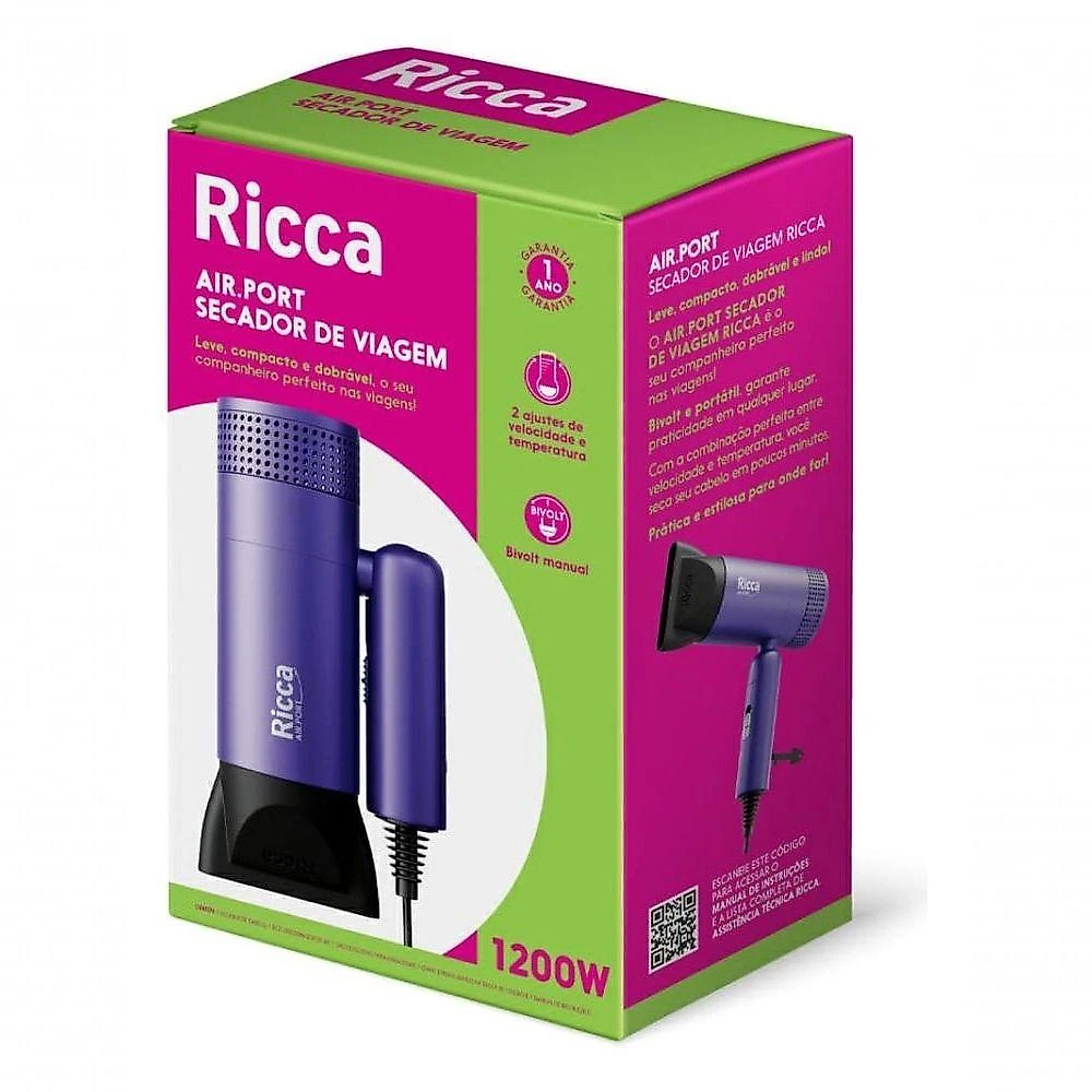 Air.port Secador De Viagem Bivolt Compacto E Dobravel Ricca