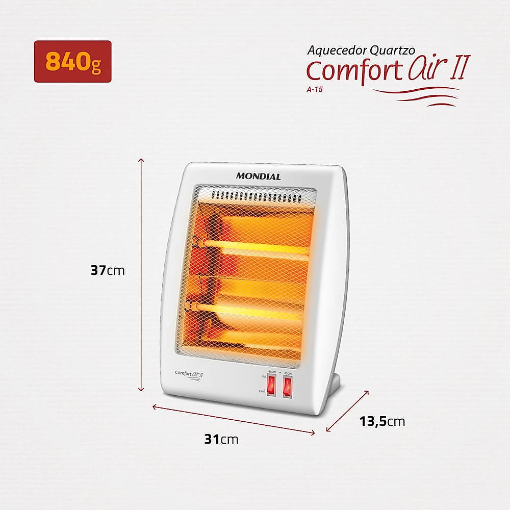 Aquecedor Quartzo Comfort Air II Mondial A-15 AQUECEDOR QUARTZO A-15 127V/60HZ