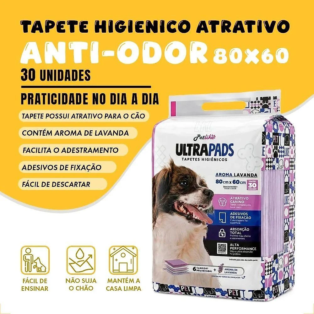 Tapete Higiênico para Cães Tienda Online Ultrapads Lavanda 80x60cm 30 Unidades