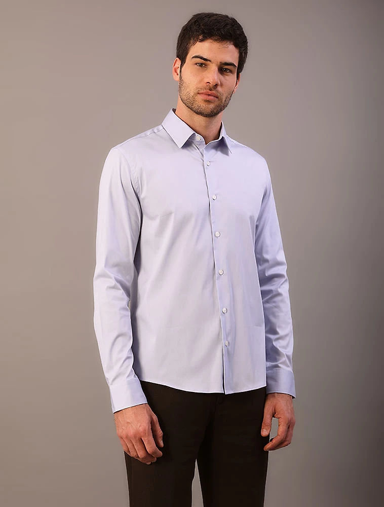 Miniatura Camisa Masculina Manga Longa Slim Básica - Azul Claro Camisa Masculina Manga Longa Slim Básica Azul Claro 1