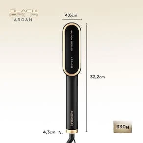 Escova Alisadora Mondial Black Gold Argan EA06 Cabo Giratório 230°C - Bivolt