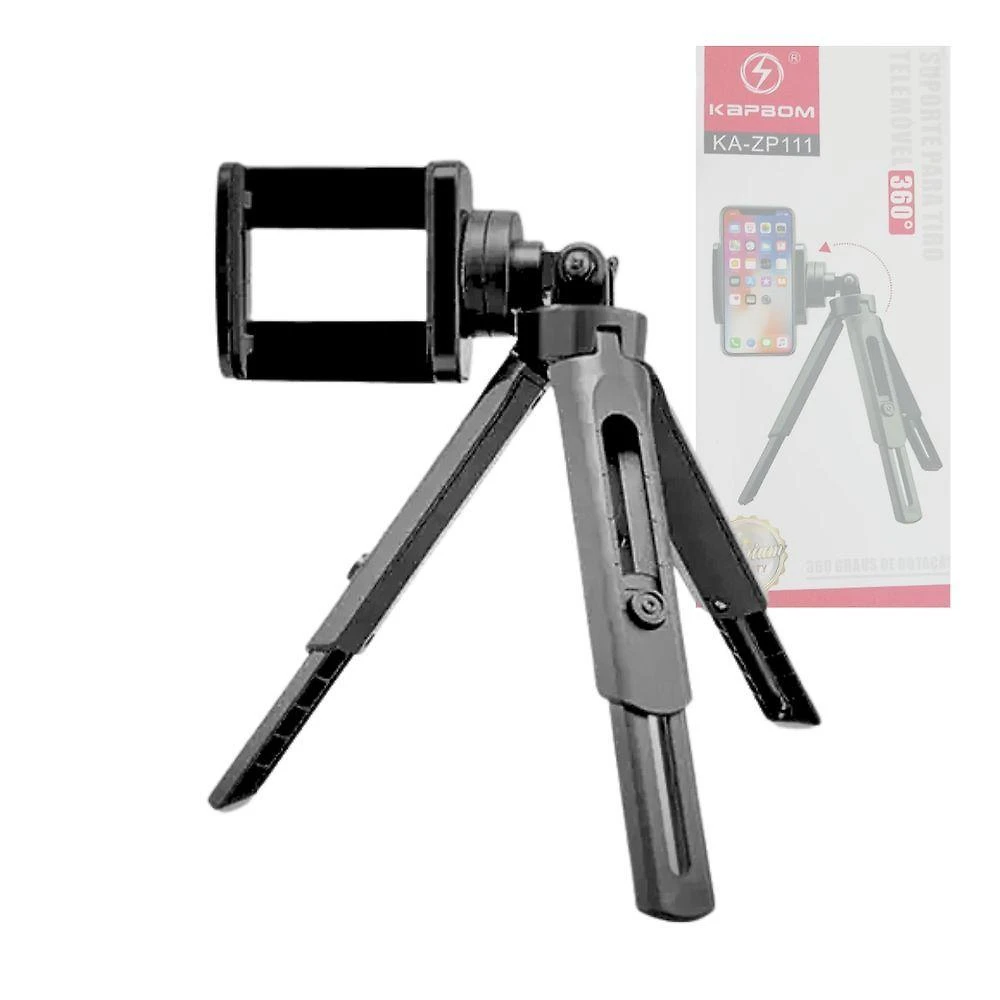 Suporte Para Celular Com Tripé Resistente Rotação 360°