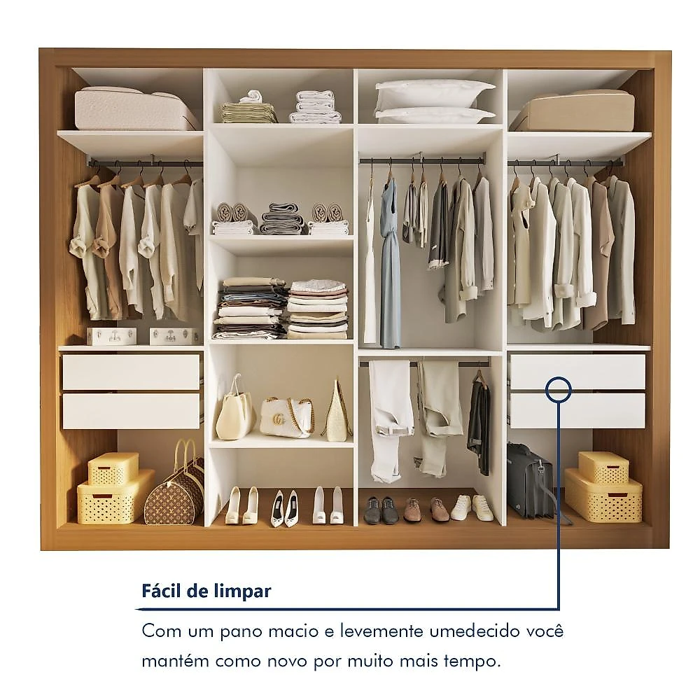 Closet Casal sem Portas 4 Gavetas Florença Carvalho