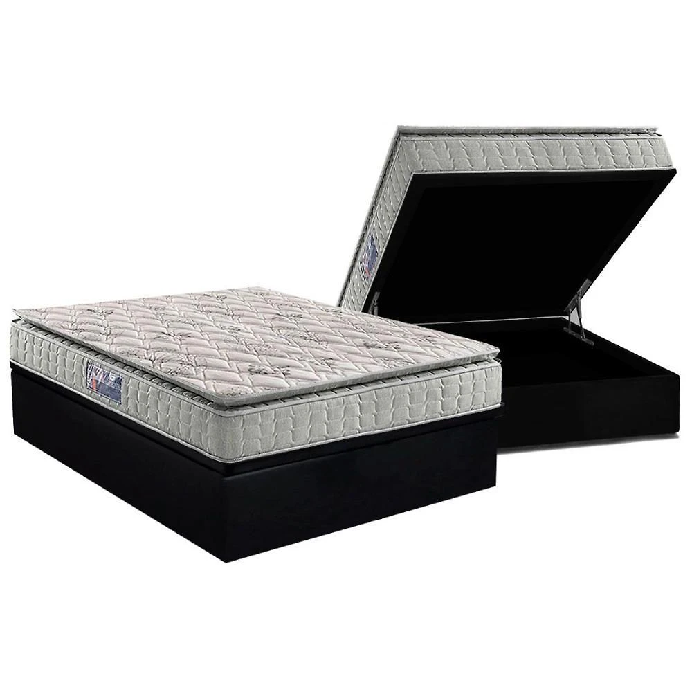 Conjunto Box Baú Casal: Colchão Espuma D33 Orthosono One Face + Base Crc Suede Black (138x188)
