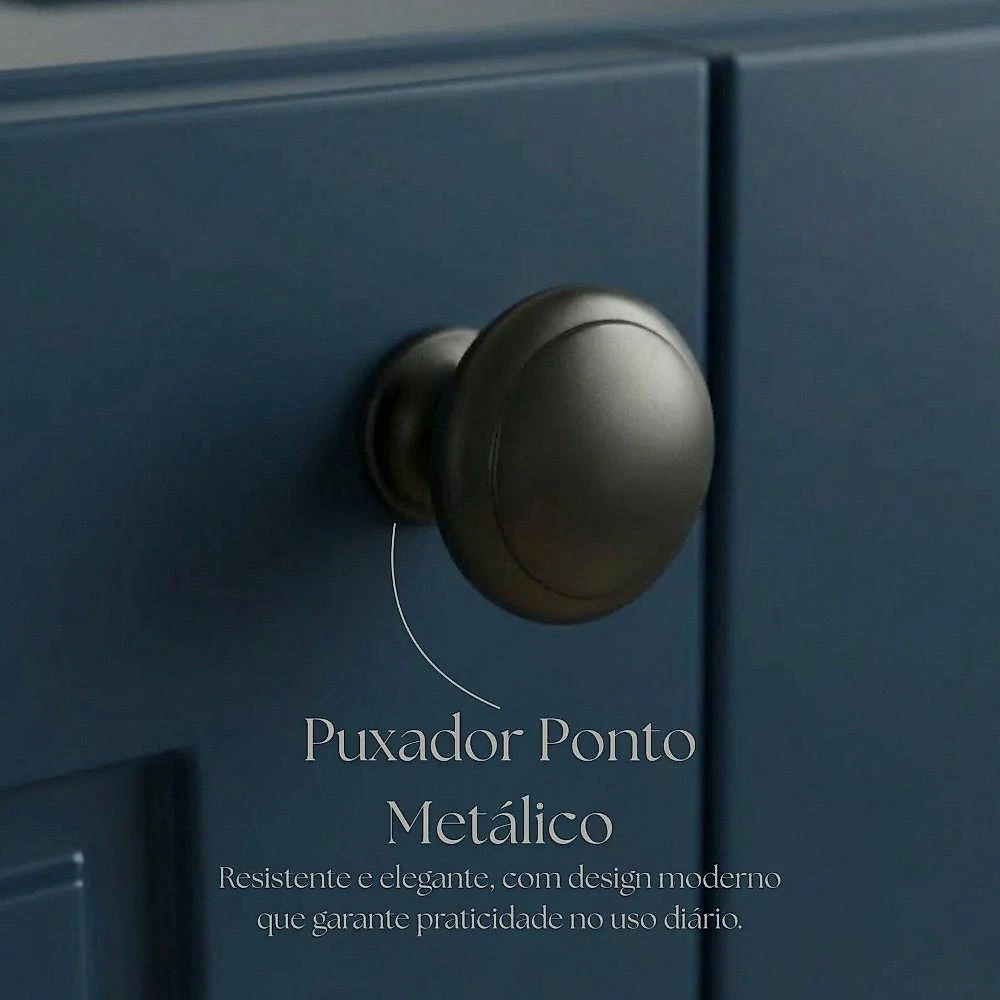 Cozinha Compacta Modulada 7 Portas 3 Gavetas 100% Mdf 2 Tampos Sevilha Azul Órion
