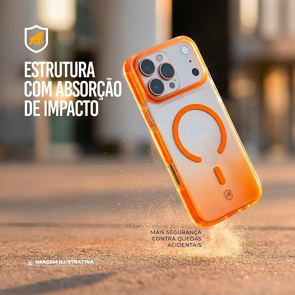 Capa para Iphone 17 Pro Gshield Akroma Magsafe Proteção Reforçada Laranja 1 Unidade