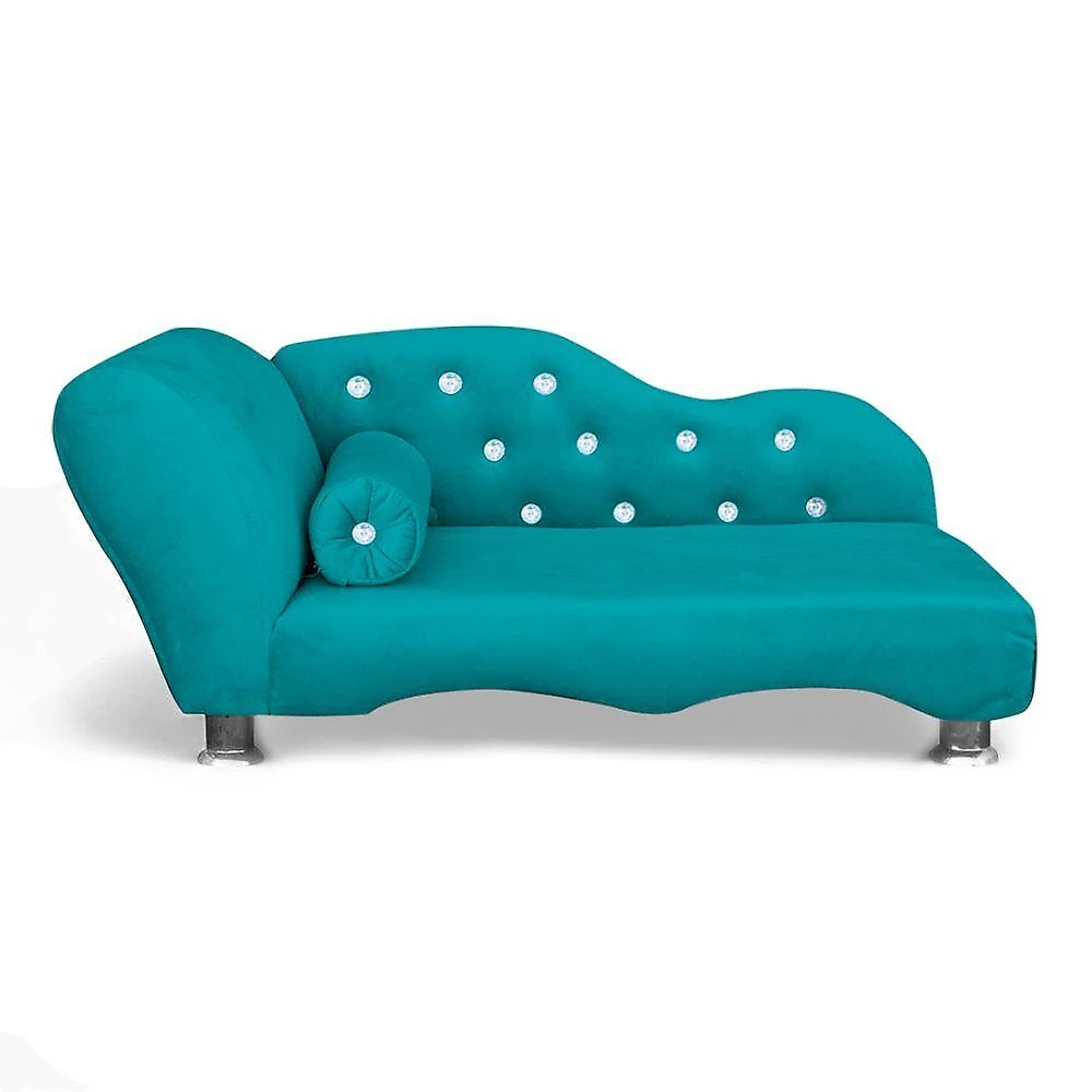 Caminha Divã Loja Sheep Mini Poltrona Strass para Cães e Gatos Veludo Azul 37cm 62cm 47cm