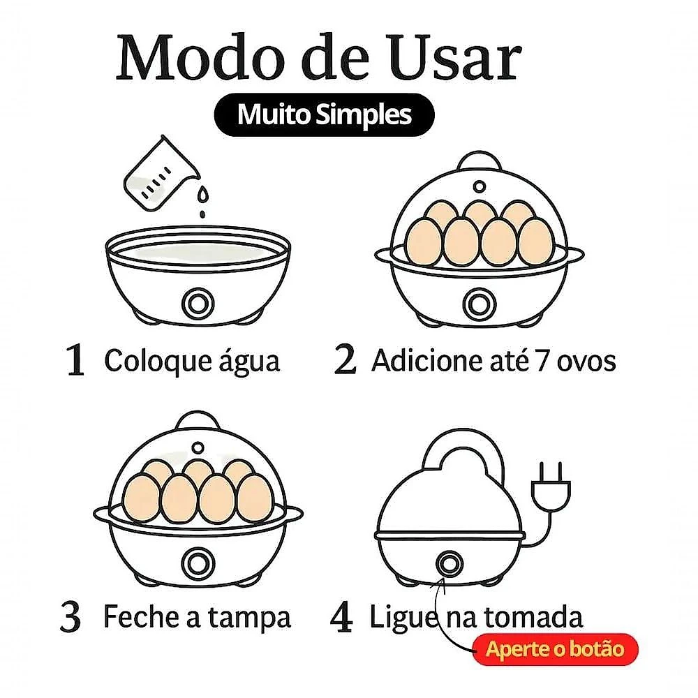 Cozedor de Ovos Legumes à Vapor Panela Elétrica Tienda Online 350W Transparente 220V