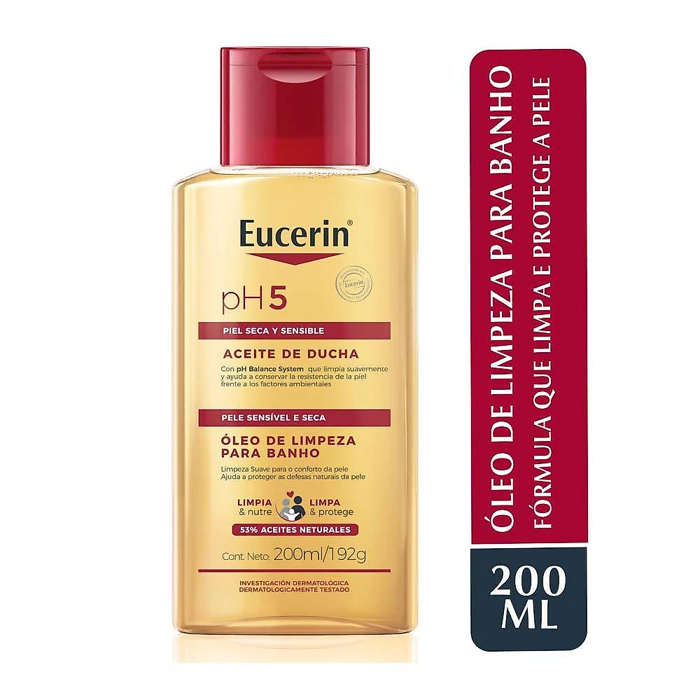 Óleo de limpeza para banho eucerin ph5 200ml