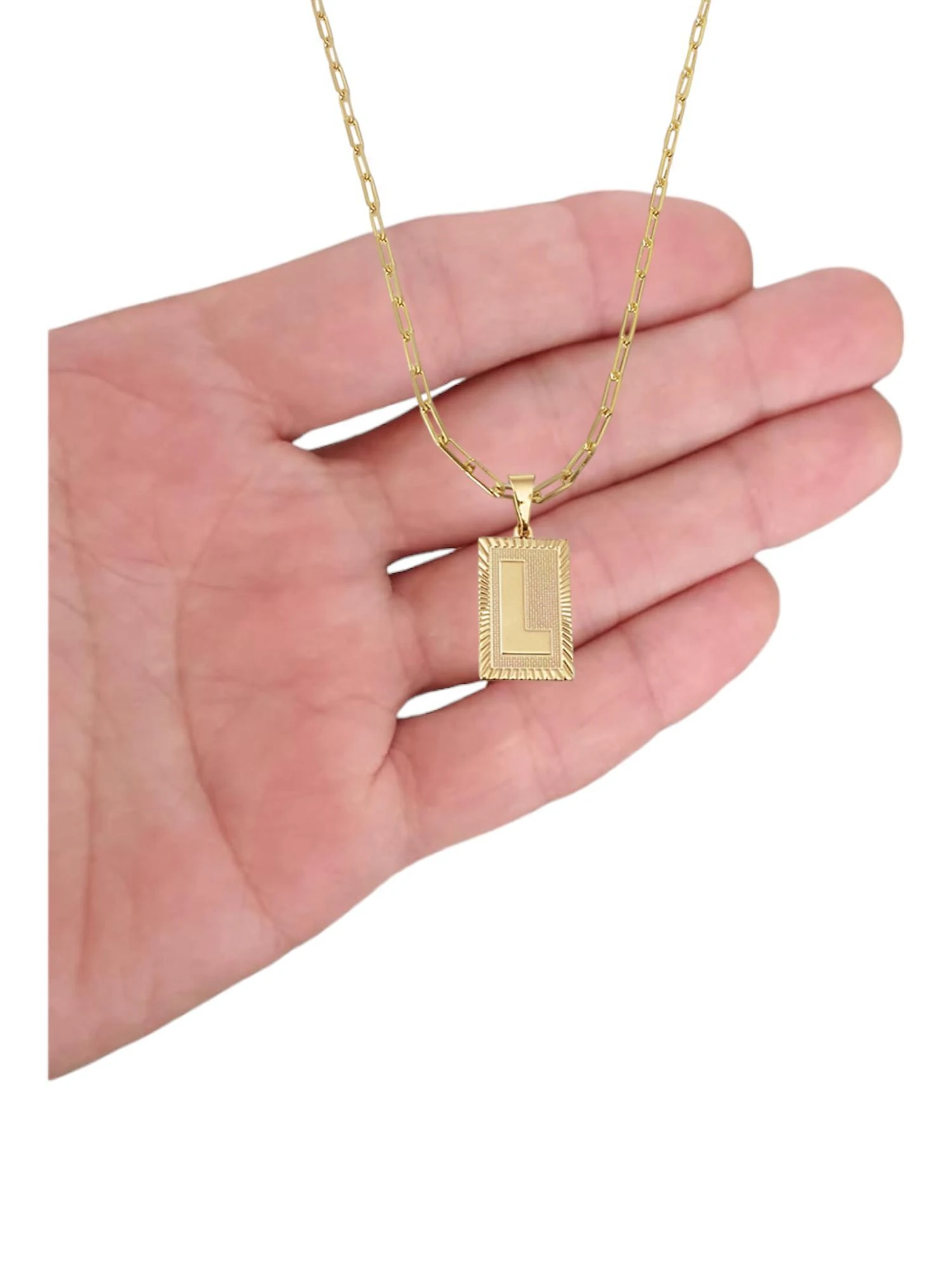 Miniatura Cordão 45Cm Masculino Feminino Pingente Letra L Banhado Ouro