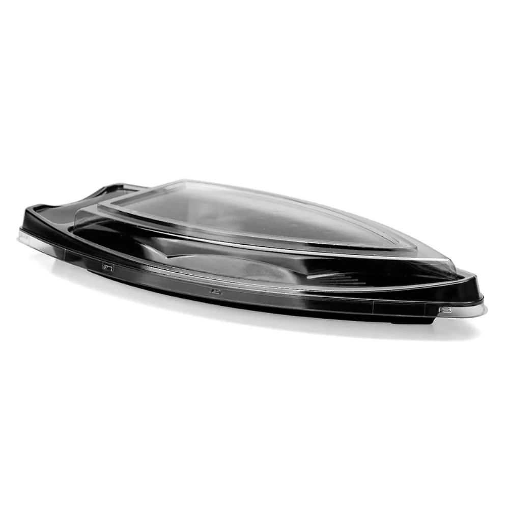 Barca Grande Oriental GO930 para Sushi com Tampa PET Funcional 40un Preto Galvanotek