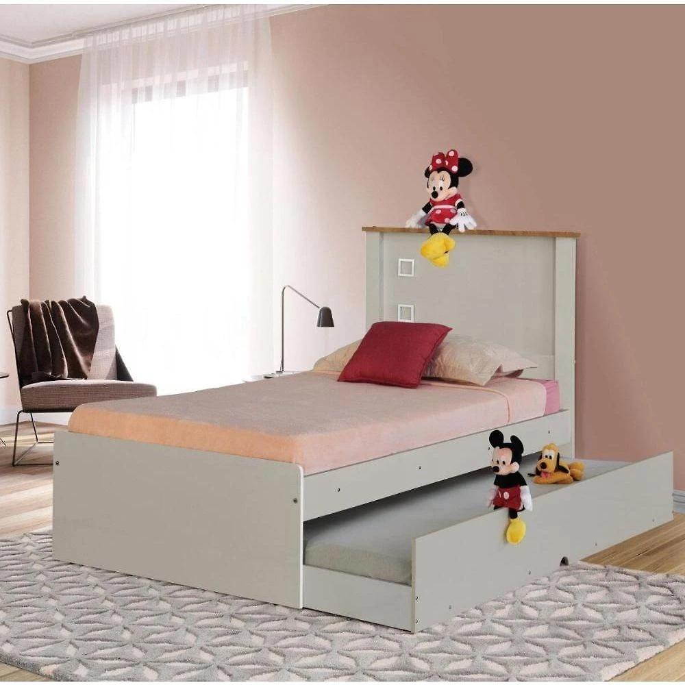 Cama Solteiro Alicante Off White Com Auxiliar Com Cabeceira