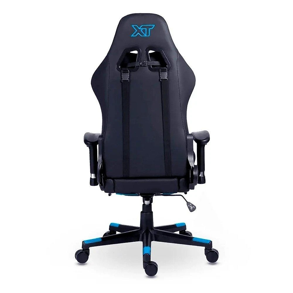 Cadeira Gamer XT Racer Attack, Até 120Kg, Reclinável, Apoio de Pés Retrátil, Cilindro de Gás Classe 4, Couro PU, Preta e Azul - XTR-058