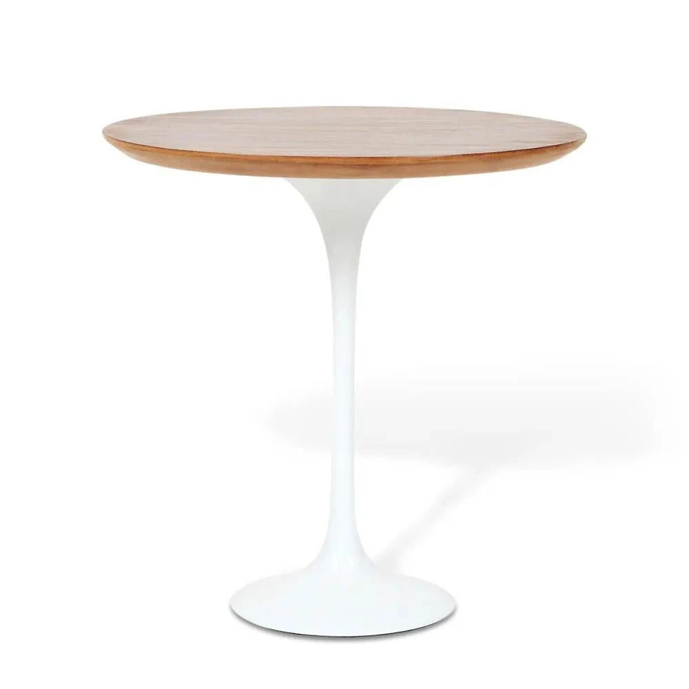 Mesa Lateral Tulipa Saarinen Redonda 51 Cm - Imbuia Base Branca