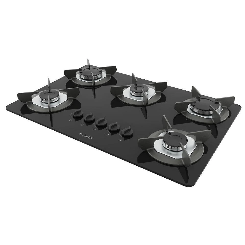Cooktop Fogatti Safe Ferro Fundido 5 Bocas à Gás Preto Bivolt