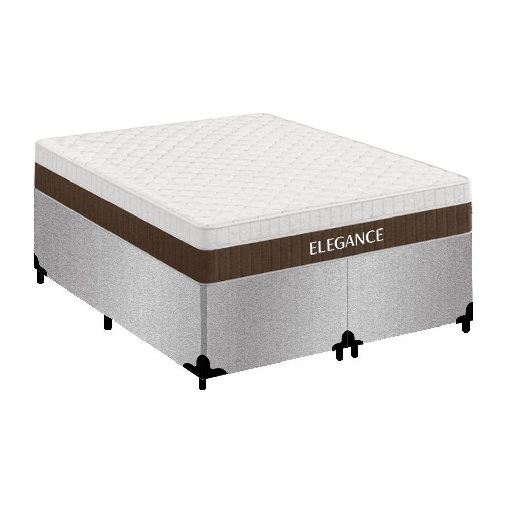 Cama Box Casal Elegance Pillow Top Molas Ensacadas Suede Antiácaro Bege Royal