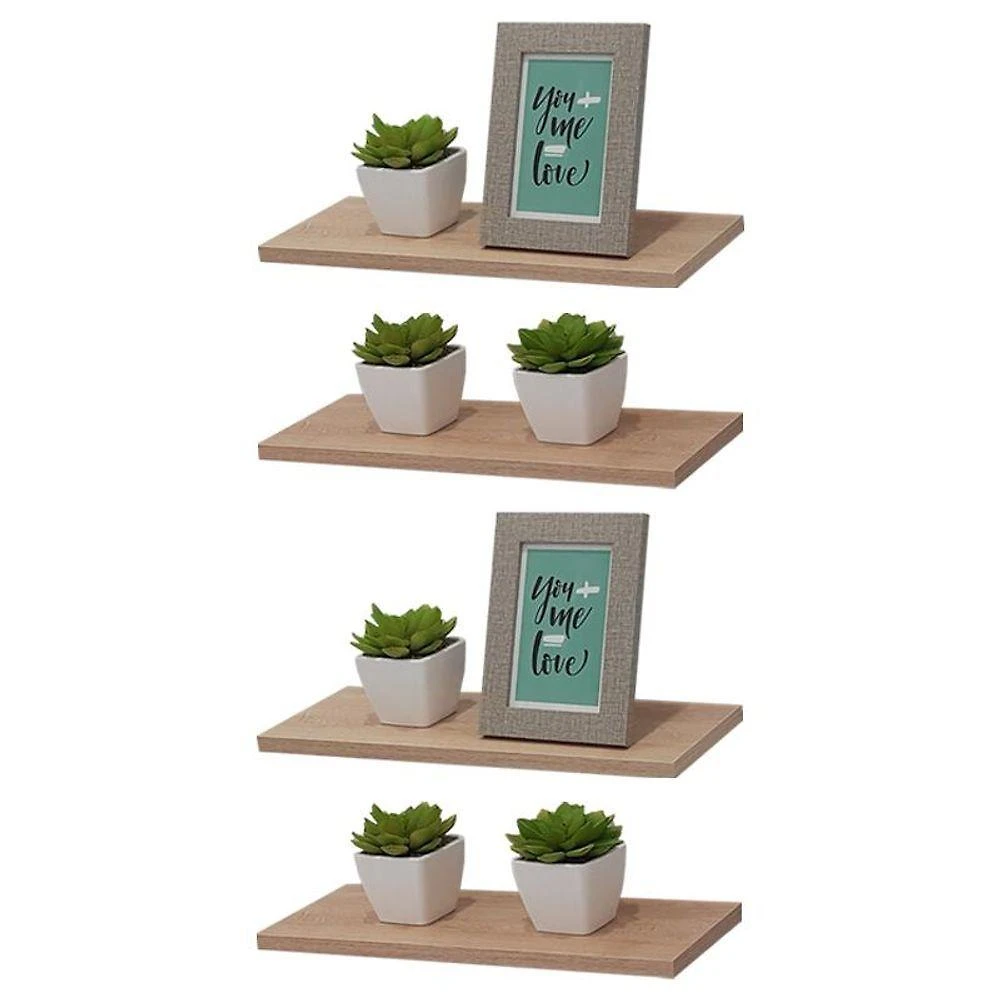 Prateleira Kit 4 40X15CM MDP Suporte Invisível Moderno Sala Bege Mercado das Prateleiras