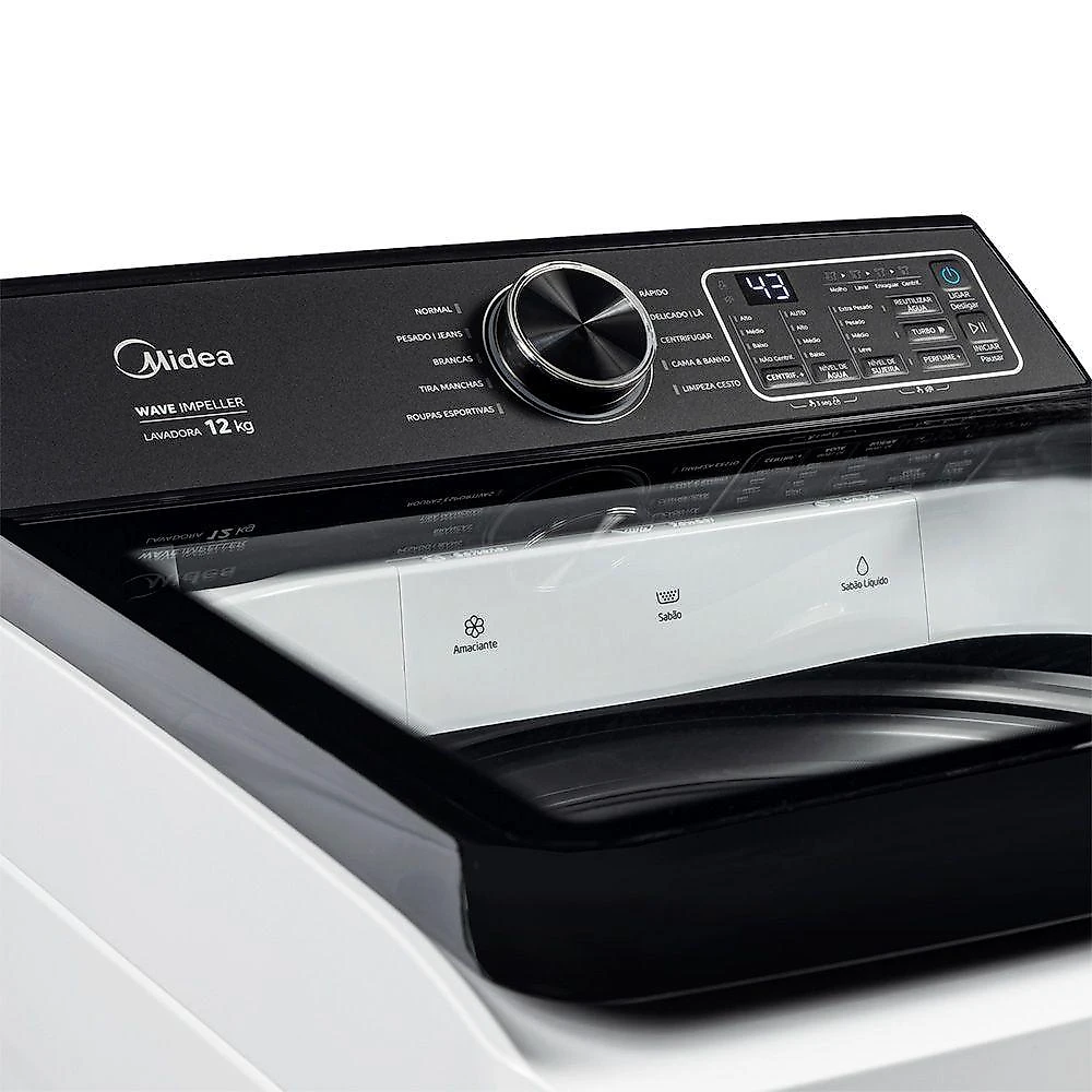 Máquina de Lavar Midea Wave Impeller 12kg Automática Branca