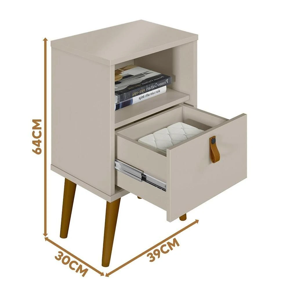 Miniatura Mesinha Para Cabeceira 1 Gaveta Off White Marina Jm Móveis
