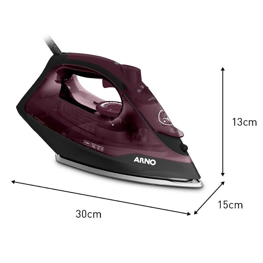 Ferro a Vapor Arno Ultragliss FMV 1200W Base Durilium Airglide Vinho 110V