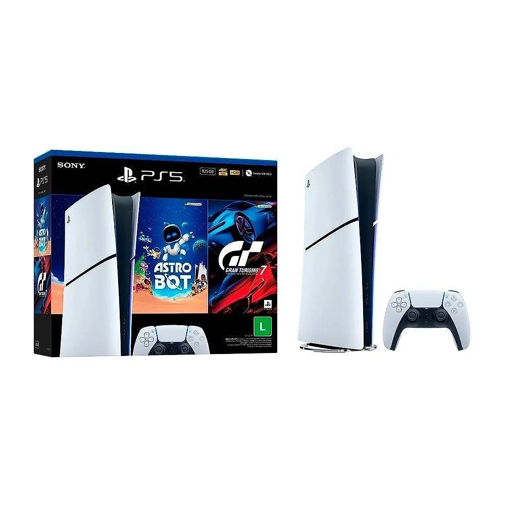 Miniatura Console Sony PlayStation 5, SSD 825GB, Controle Sem Fio DualSense + 2 Jogos Digitais, Edição Digital