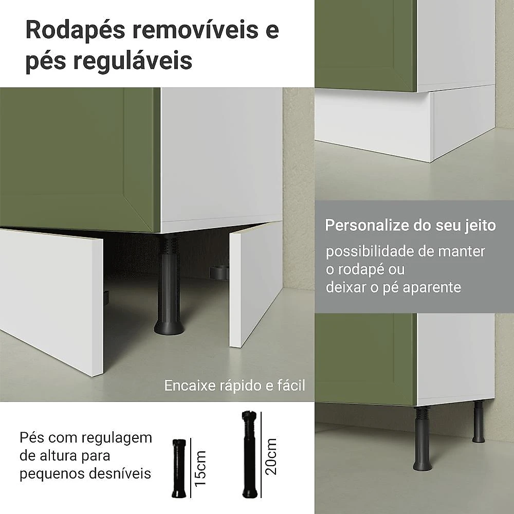 Armário de Cozinha Completa 270 cm Branco/Verde Vik Madesa 05