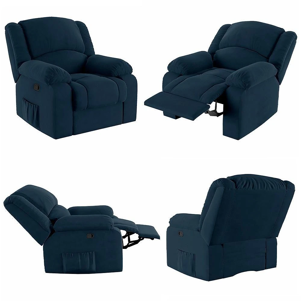 Miniatura Poltrona Do Papai Reclinável Pietra Zero Wall Fh9 Veludo Azul - Mpozenato