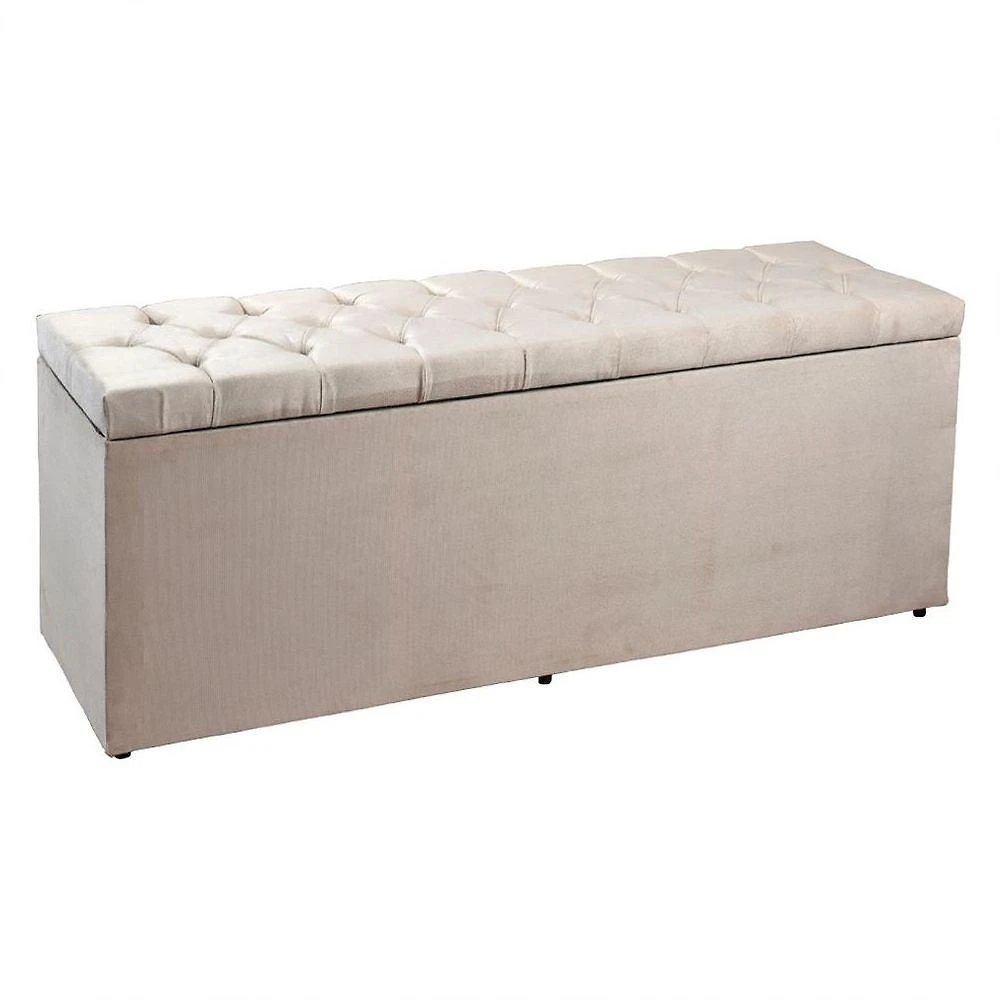 Calçadeira Recamier Baú King 1,95m Madrid Suede Bege