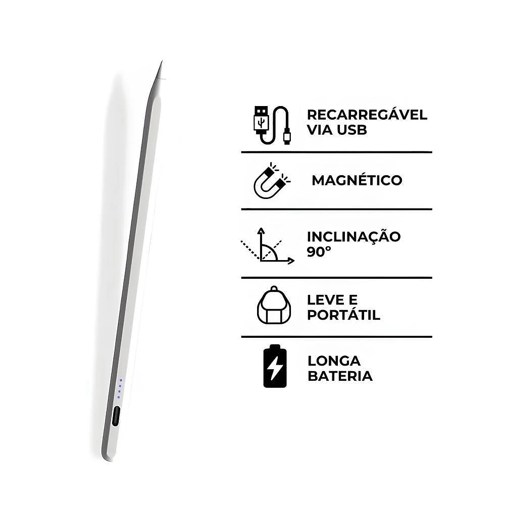 Caneta Digital Universal Touchscreen Ponta Fina 1,5MM com Rejeição da Palma Branco Utimix