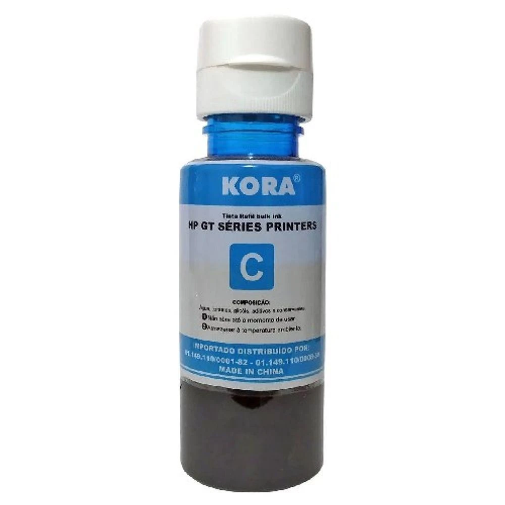 Refil de Tinta Bulk Ink Hp Gt Série Cyan 70ML Ciano Compatível com GT52 Kora
