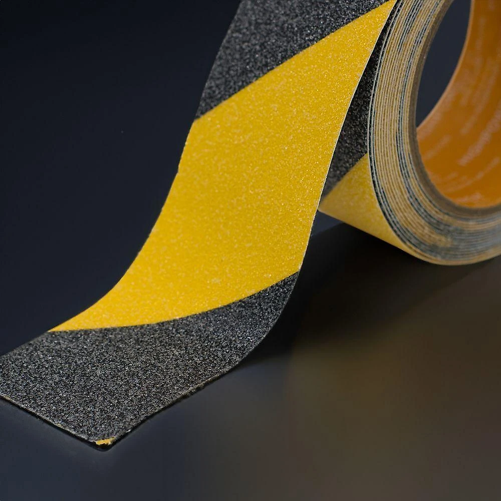 Fita Antiderrapante Autoadesiva Segurança Lixa Escada 5 Mts 50mm Amarelo E Preto
