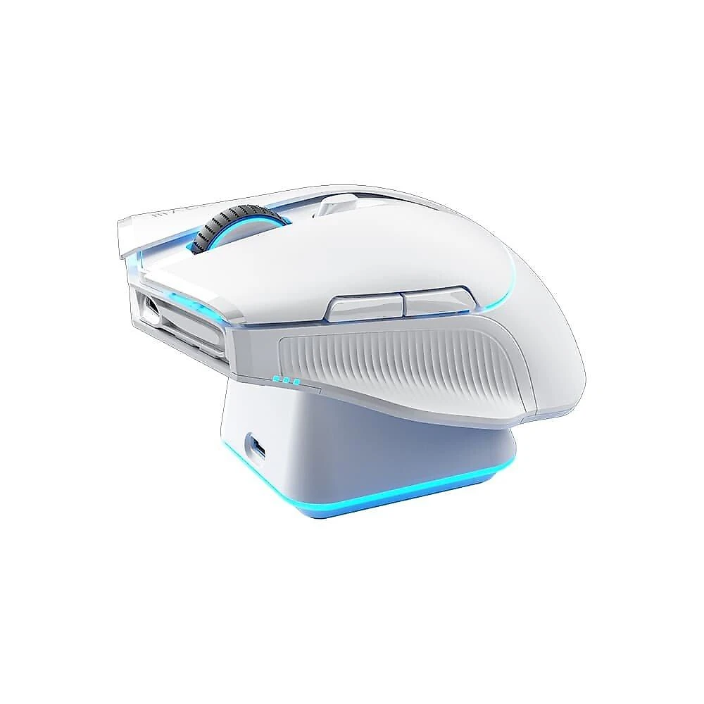 Mouse gamer Machenike L8 pro, RGB, Support 8K, 2.4GHz Wireles + DOCK RGB, Carregamento Sem Fio, Branco - JJ02G3006