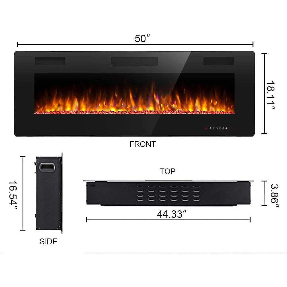 Antarctic Star Lareira Eletrica de Embutir A45x127L com Controle Remoto e Digital e Luz LED Chamas Multicolorida e