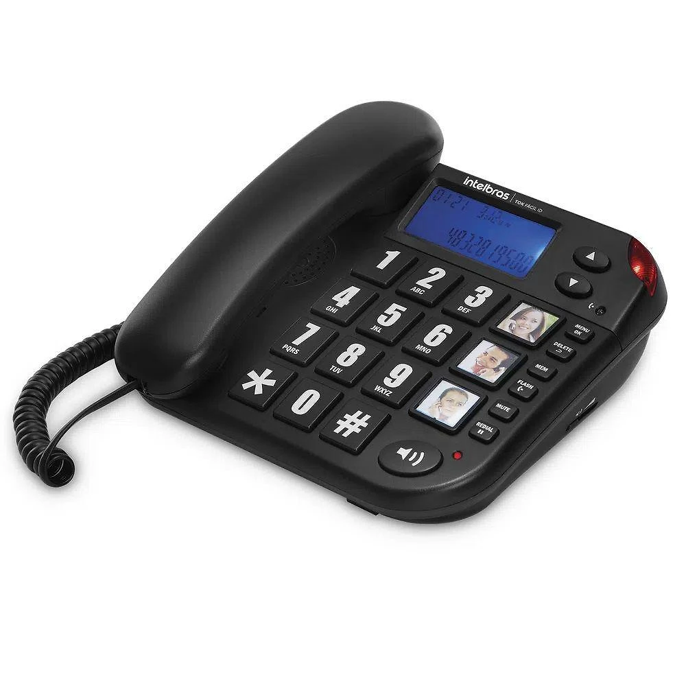 Miniatura Aparelho Telefone Fixo Com Bina Viva Voz E Teclas Grandes