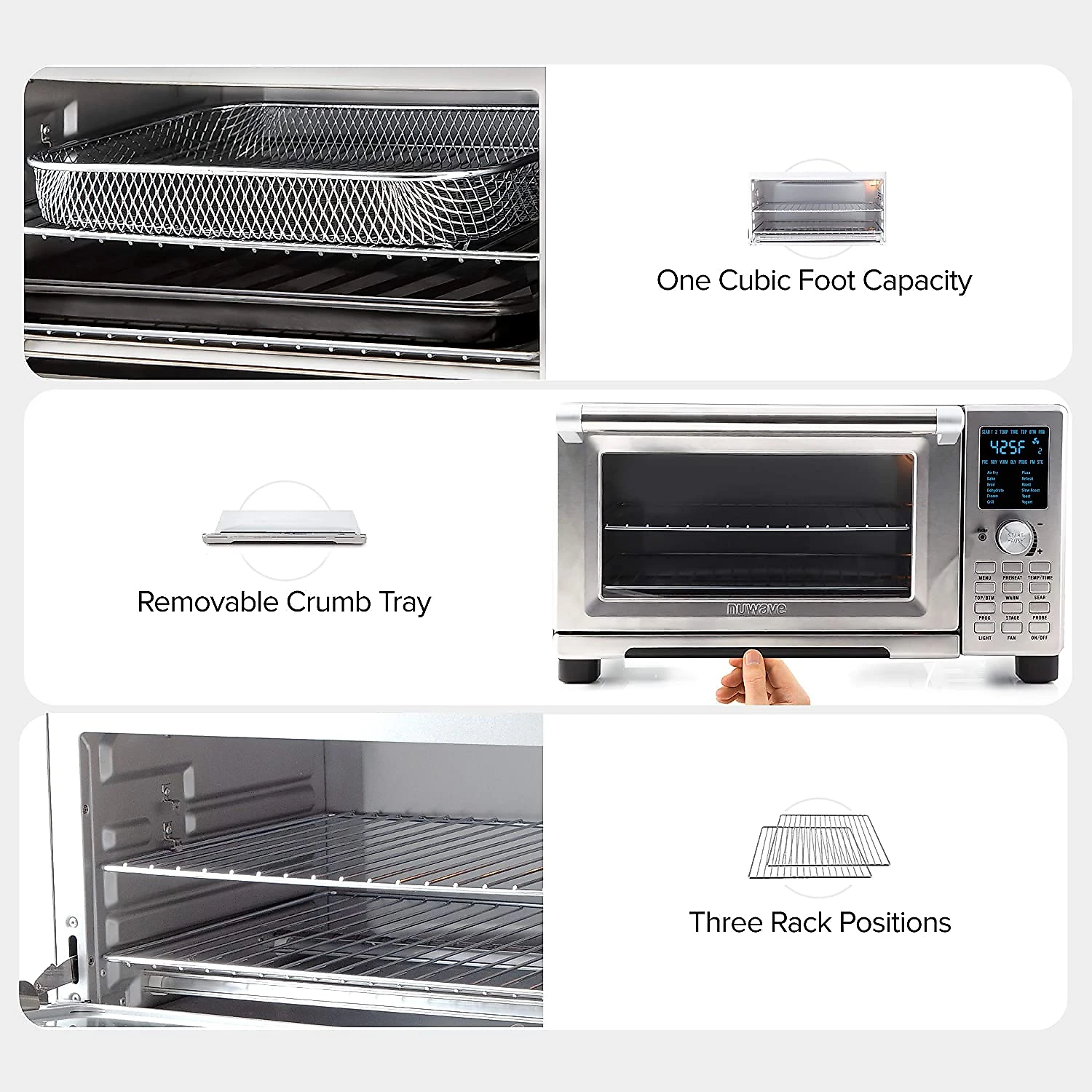 NuWave Bravo Forno Elétrico de Bancada 10 em 1 com Temperatura Ajustável 1800W110V Prata