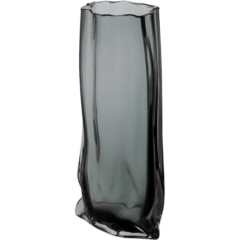 Vaso 30X15X10Cm Vidro Cinza