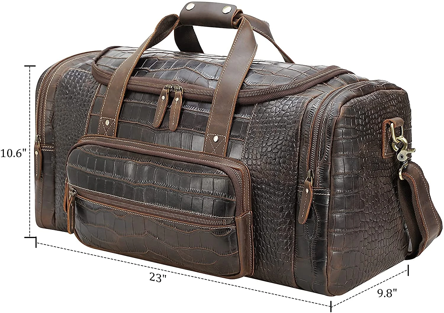 Polare Bolsa de Viagem Masculina Clássica de Couro Genuíno M arrom