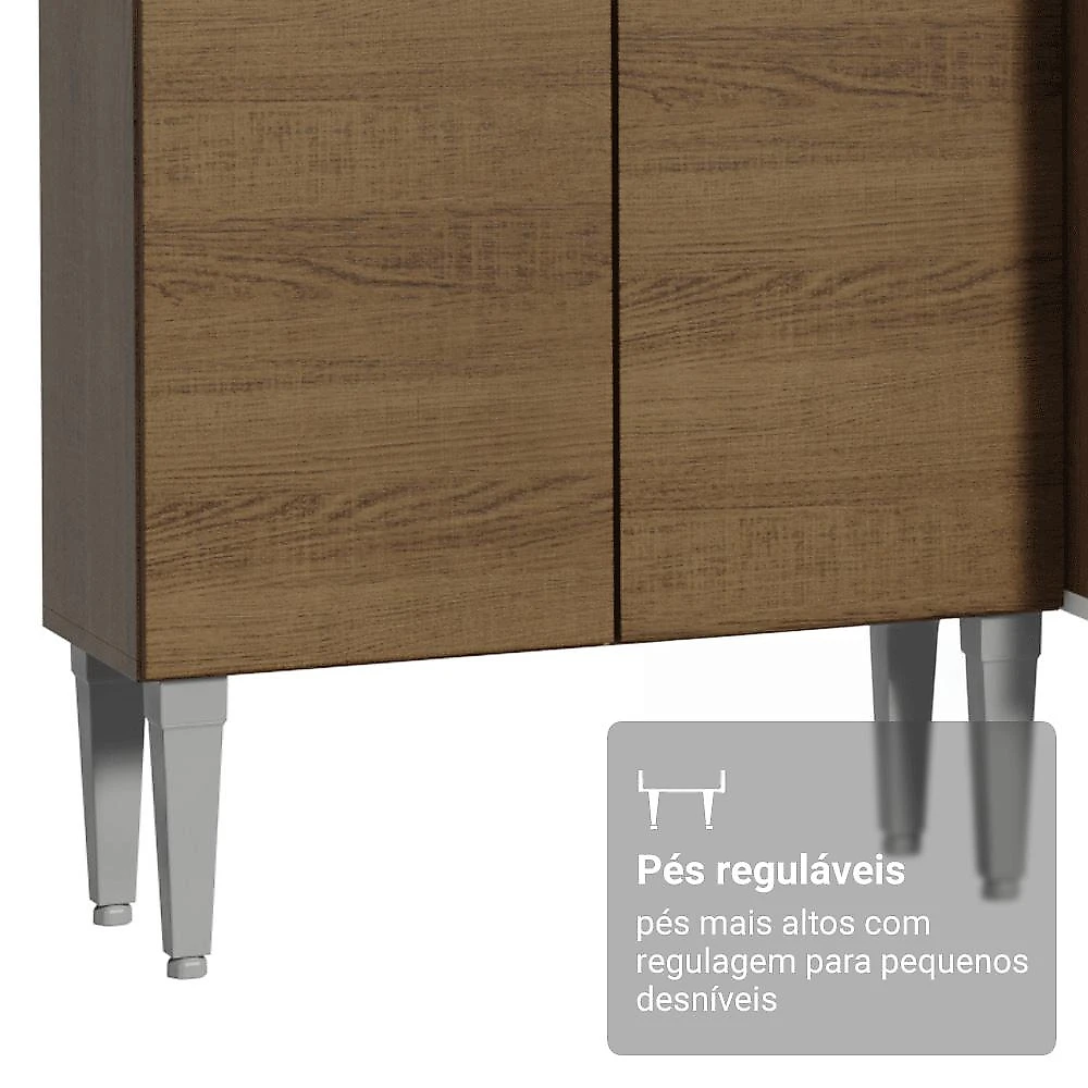 Armário de Cozinha Completa 225cm Rustic/Cinza Emilly Madesa 01XA Rustic/Cinza