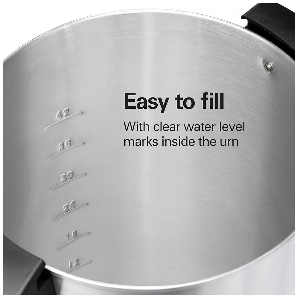 Urna de Café Hamilton Beach 45 Xícaras Prata Rápido Preparo e Dispensador de Bebidas Quentes 110V