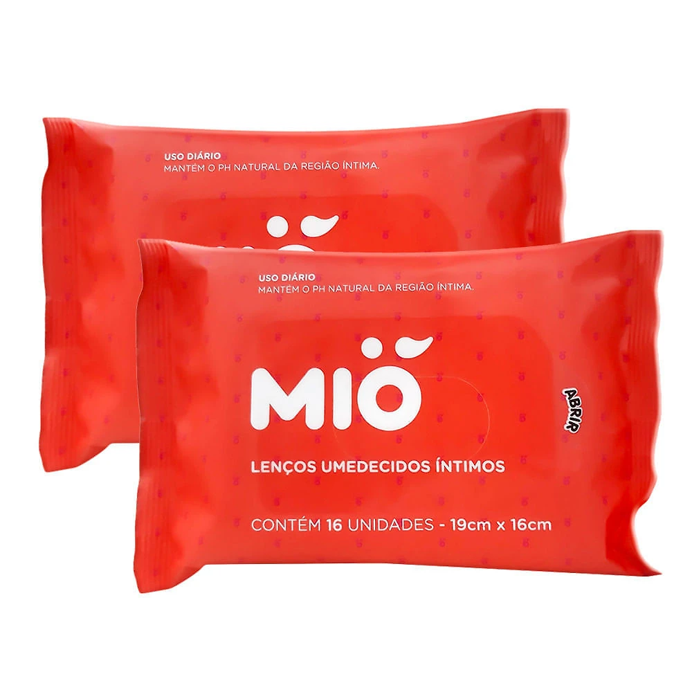 Kit 2 Lenço Umedecido Íntimo Mió com 16 Unidades