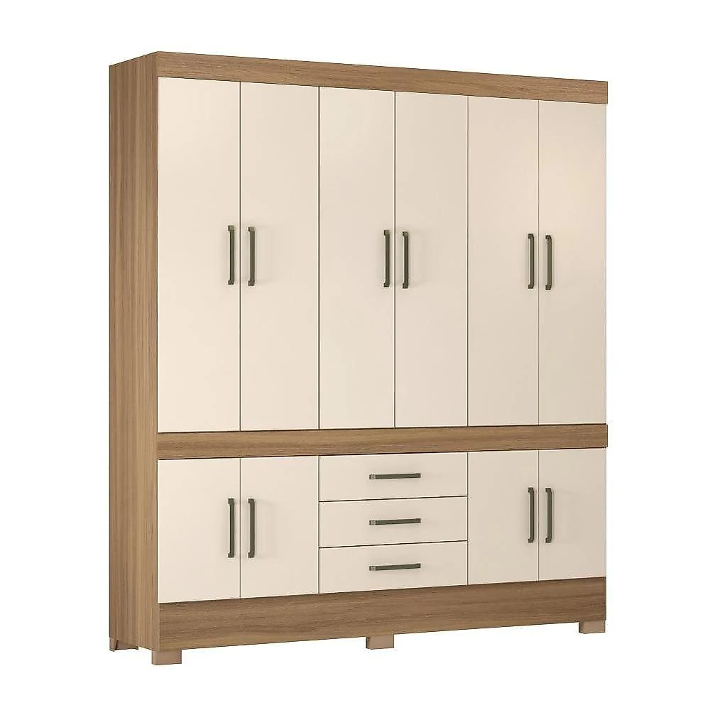 Guarda Roupa Casal Fidji 10 Portas 3 Gavetas MDP Amêndola Off White Demóbile webcontinental-7901034160186