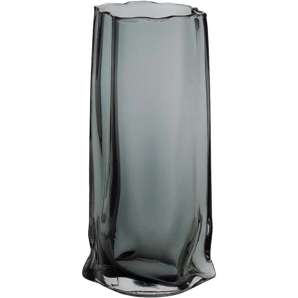 Vaso 30X15X10Cm Vidro Cinza