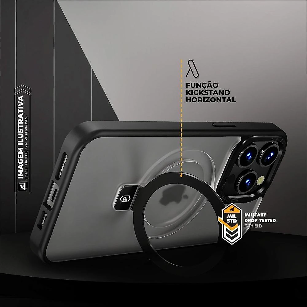 Capa para Iphone 16 Gshield Dual Ring com Suporte Anel 360 graus  em Policarbonato e TPU 1 Unidade