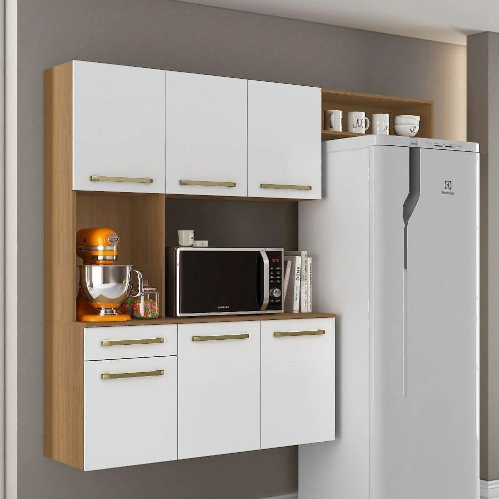 Cozinha Suspensa 6 Portas 163 Cm Mdp Carol Armoveis - Atacama Branco