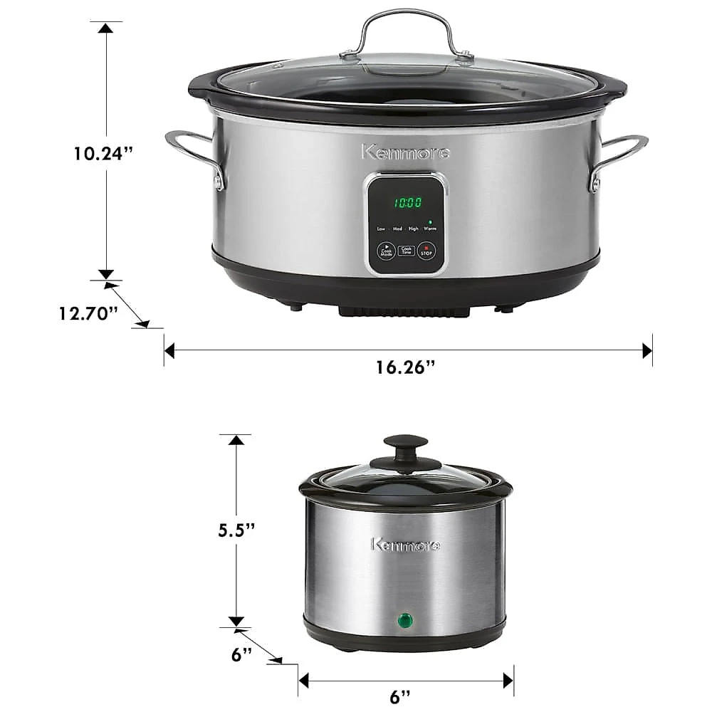 Panela Elétrica Programável 6,6L com Aquecedor de Molhos e Tela Digital em Aço Inoxidável, 110V 38W, Kenmore, Prata