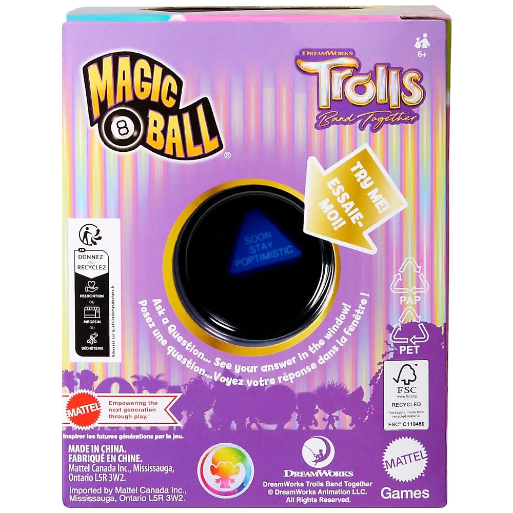 Bola Mágica de Adivinhação com Respostas Inspiradas no Filme Trolls, Mattel 110v
